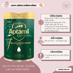 [APTAMIL] Sữa Aptamil Essensis Organic A2 Protein Milk Úc số 1, 2, 3 hộp 900 gram
