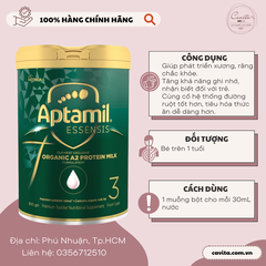 [APTAMIL] Sữa Aptamil Essensis Organic A2 Protein Milk Úc số 1, 2, 3 hộp 900 gram
