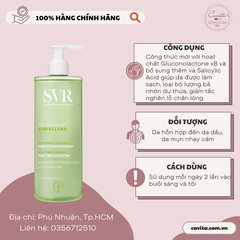 [SVR] Gel rửa mặt SVR Sebiaclear Gel Moussant không chứa xà phòng, loại bỏ tế bào da chết 400ml