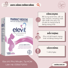[BAYER] Viên uống Elevit bổ sung vitamin tổng hợp mẹ bầu 100 viên - Pre-conception & Pregnancy Multivitamin