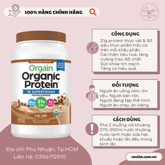 [ORGAIN] Bột bổ sung Protein vị Cà phê Latte 1.22kg - Plant Based Protein Powder