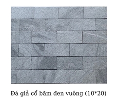 ĐÁ GIẢ CỔ BĂM ĐEN VUÔNG 10x20