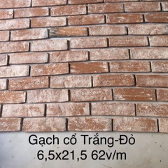 Gạch cổ Trắng-Đỏ 6,5x21,5 62v/m