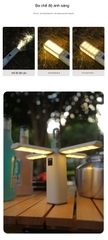 Đèn LED Treo Lều Da Năng Gấp Gọn 4 Cánh, Đèn Pin Kiêm Sạc Dự Phòng Chống Thấm Nước Cắm Trại Dã Ngoại