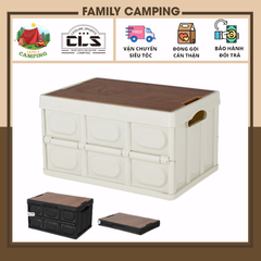 Thùng đựng đồ gấp gọn nắp bằng gỗ, hộp lưu trữ đồ ô tô đa chức năng cắm trại dã ngoại chính hãng CLS - Loại nhỏ