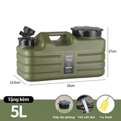 Bình đựng nước cắm trại 5L/11L/18L/25L di động ngoài trời với nắp dự phòng nhỏ + ống nối dài + bàn chải