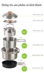 Bộ nồi ấm chảo inox gấp gọn CLS