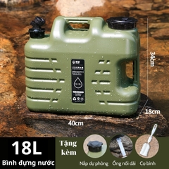 Bình đựng nước cắm trại 10L/18L/25L di động ngoài trời với nắp dự phòng nhỏ + ống nối dài + bàn chải