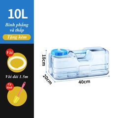 Bình Nước Trong Suốt 5L/7L/10L/15L/20L/24L Can Đựng Nước Cắm Trại Dã Ngoại Kèm Vòi Dự Phòng + Nắp Đậy + Ống Nối Dài + Cọ Bình