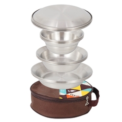 Bộ bát đĩa xếp gọn 16 chiếc bằng nhôm có túi đựng cắm trại, dã ngoại, du lịch, nhà bếp chính hãng CLS