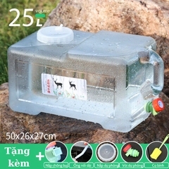 Bình Nước Trong Suốt 5L/7L/10L/15L/20L/24L Can Đựng Nước Cắm Trại Dã Ngoại Kèm Vòi Dự Phòng + Nắp Đậy + Ống Nối Dài + Cọ Bình