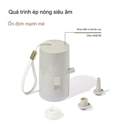 Máy bơm hơi tích điện mini cầm tay di động kiêm đèn chiếu sáng cho nệm hơi, Bể bơi, phao nổi, giường hơi đa năng