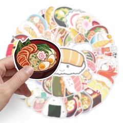 50 tấm dán Sticker đồ ăn Nhật Bản không thấm nước dán laptop, điện thoại, nón bảo hiểm, xe, điện thoại, vali...