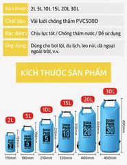 Túi chống nước Ocean Pack - Chất liệu PVC 500D siêu bền, chống thấm hiệu quả cho đi bơi thám hiểm...