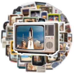 50 tấm dán Sticker Nghệ Thuật Retro Tivi Máy Tính không thấm nước dán laptop, điện thoại, nón bảo hiểm, xe, điện thoại