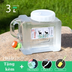 Bình Nước Trong Suốt 5L/7L/10L/15L/20L/24L Can Đựng Nước Cắm Trại Dã Ngoại Kèm Vòi Dự Phòng + Nắp Đậy + Ống Nối Dài + Cọ Bình