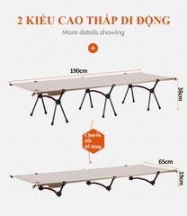 Giường gấp siêu gọn nhẹ, siêu bền hợp kim nhôm, giường gấp gọn có túi đựng, giường cắm trại văn phòng