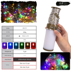Đèn trang trí dây đèn di động dài 15 mét với đèn LED, dùng để trang trí lều cắm trại làm sáng không gian ngoài trời