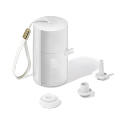 Máy bơm hơi tích điện mini cầm tay di động kiêm đèn chiếu sáng cho nệm hơi, Bể bơi, phao nổi, giường hơi đa năng