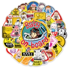 50 tấm dán Sticker Baby cảnh báo không thấm nước dán laptop, điện thoại, nón bảo hiểm, xe, điện thoại, vali...