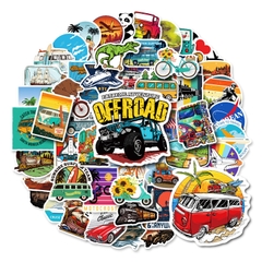 50 tấm dán Sticker Camping cắm trại ngoài trời phong cảnh không thấm nước dán laptop, nón bảo hiểm, xe, điện thoại, vali
