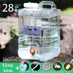 Bình Nước Trong Suốt 5L/7L/10L/15L/20L/24L Can Đựng Nước Cắm Trại Dã Ngoại Kèm Vòi Dự Phòng + Nắp Đậy + Ống Nối Dài + Cọ Bình