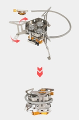Bếp gas mini 3 đầu đốt bếp gas gấp gọn đánh lửa điện tử tự động chống gió chính hãng