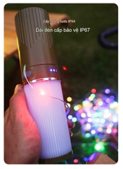 Đèn trang trí dây đèn di động dài 15 mét với đèn LED, dùng để trang trí lều cắm trại làm sáng không gian ngoài trời