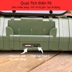 Quạt tích điện đa năng kết hợp đèn chiếu sáng, dung lượng pin 20000mAh sạc điện thoại USB có điều khiển từ xa