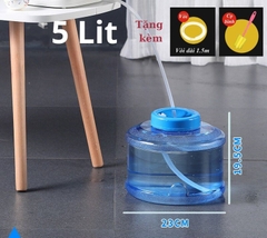 Bình Nước Trong Suốt 5L/7L/10L/15L/20L/24L Can Đựng Nước Cắm Trại Dã Ngoại Kèm Vòi Dự Phòng + Nắp Đậy + Ống Nối Dài + Cọ Bình