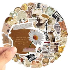 50 hình dán Sticker nghệ thuật cổ điển Vintage không thấm nước dán laptop, nón bảo hiểm, xe, điện thoại, vali...