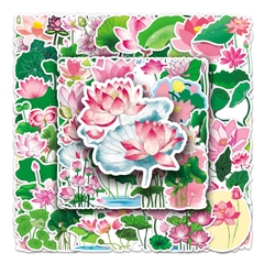 50 tấm dán Sticker Hoa Sen không thấm nước dán laptop, điện thoại, nón bảo hiểm, xe, điện thoại, vali...