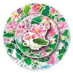 50 tấm dán Sticker Hoa Sen không thấm nước dán laptop, điện thoại, nón bảo hiểm, xe, điện thoại, vali...