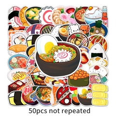 50 tấm dán Sticker đồ ăn Nhật Bản không thấm nước dán laptop, điện thoại, nón bảo hiểm, xe, điện thoại, vali...