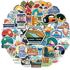 50 tấm dán Sticker Camping cắm trại ngoài trời phong cảnh không thấm nước dán laptop, nón bảo hiểm, xe, điện thoại, vali