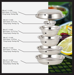 Bộ bát đĩa inox xếp gọn 22 chiếc có túi đựng cắm trại, dã ngoại, du lịch, nhà bếp chính hãng CLS