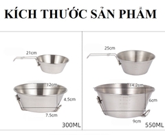 Bát gấp bằng thép không gỉ Chén/ Bát gấp gọn di động bát cơm siêu nhẹ inox 304, chén đi phượt.