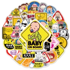 50 tấm dán Sticker Baby cảnh báo không thấm nước dán laptop, điện thoại, nón bảo hiểm, xe, điện thoại, vali...