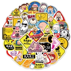 50 tấm dán Sticker Baby cảnh báo không thấm nước dán laptop, điện thoại, nón bảo hiểm, xe, điện thoại, vali...