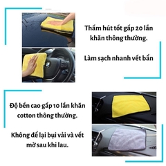Khăn Lau Đa Năng Microfiber 2 Mặt Vàng - Xám Siêu Thấm Hàng Dày Không Đổ Lông Chuyên Dùng Cho Ô Tô, Xe Hơi