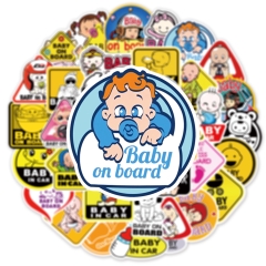 50 tấm dán Sticker Baby cảnh báo không thấm nước dán laptop, điện thoại, nón bảo hiểm, xe, điện thoại, vali...