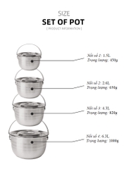 Bộ nồi inox 4 chiếc xếp gọn đa năng sử dụng cho mọi loại bếp tiện dụng cắm trại dã ngoại ngoài trời bếp gia đình