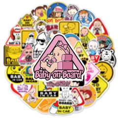 50 tấm dán Sticker Baby cảnh báo không thấm nước dán laptop, điện thoại, nón bảo hiểm, xe, điện thoại, vali...
