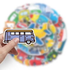 50 tấm dán Sticker Phương tiện giao thông không thấm nước dán laptop, điện thoại, nón bảo hiểm, xe, điện thoại, vali