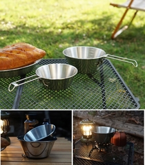 Bát gấp bằng thép không gỉ Chén/ Bát gấp gọn di động bát cơm siêu nhẹ inox 304, chén đi phượt.