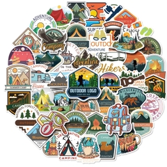 50 tấm dán Sticker Camping cắm trại ngoài trời phong cảnh không thấm nước dán laptop, nón bảo hiểm, xe, điện thoại, vali