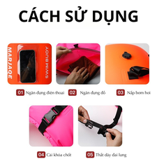 Túi đựng đồ chống nước kiêm phao bơi 30 Lit, túi khí riêng kèm còi cứu hộ và ngăn sử dụng điện thoại
