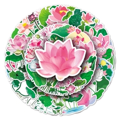 50 tấm dán Sticker Hoa Sen không thấm nước dán laptop, điện thoại, nón bảo hiểm, xe, điện thoại, vali...