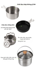 Bộ nồi ấm chảo inox gấp gọn CLS