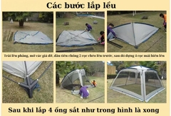 Lều trung tâm 4 cửa thoáng gió, lều cắm trại dã ngoại cỡ lớn dành cho 5-10 người